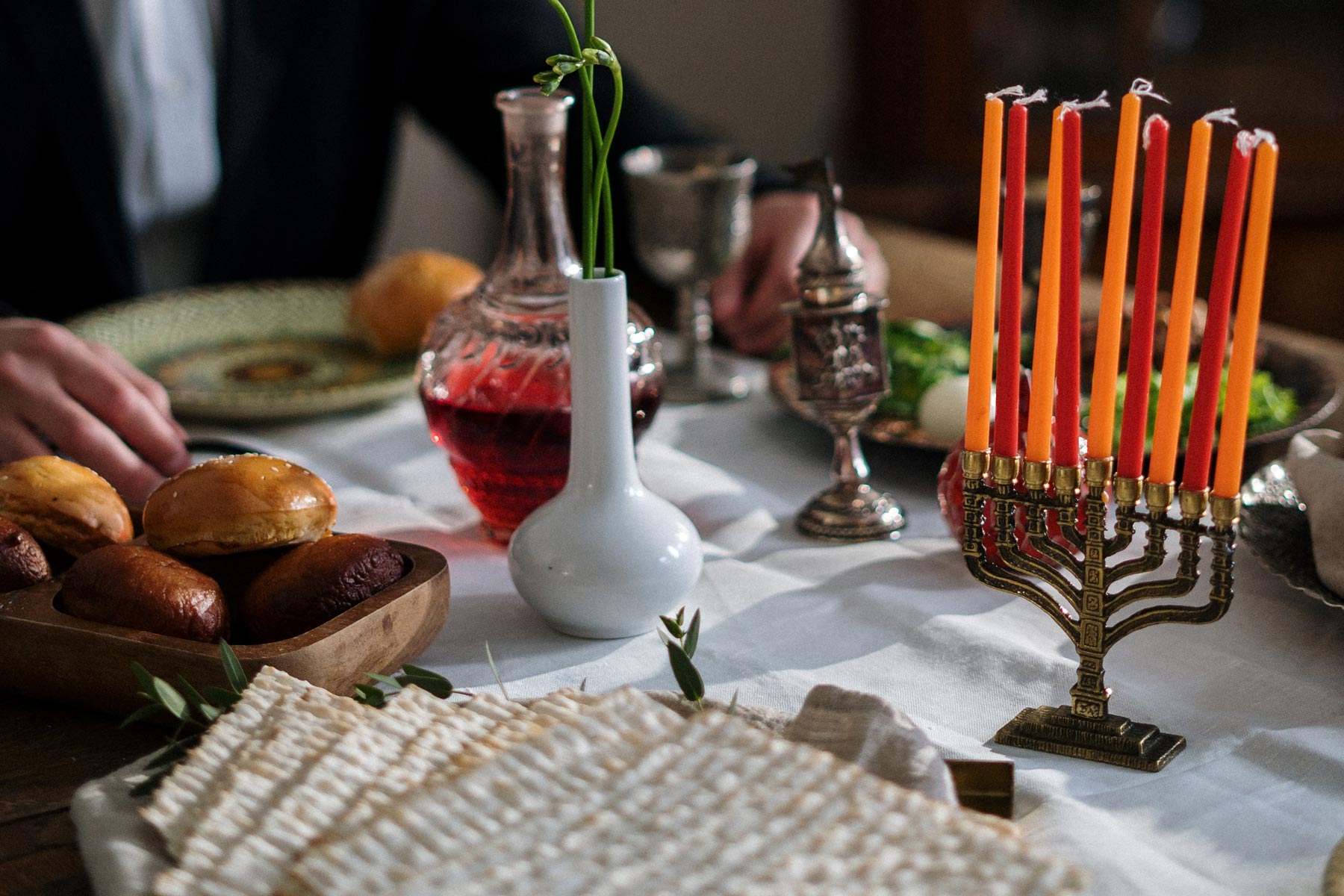 table with a passover meal on it